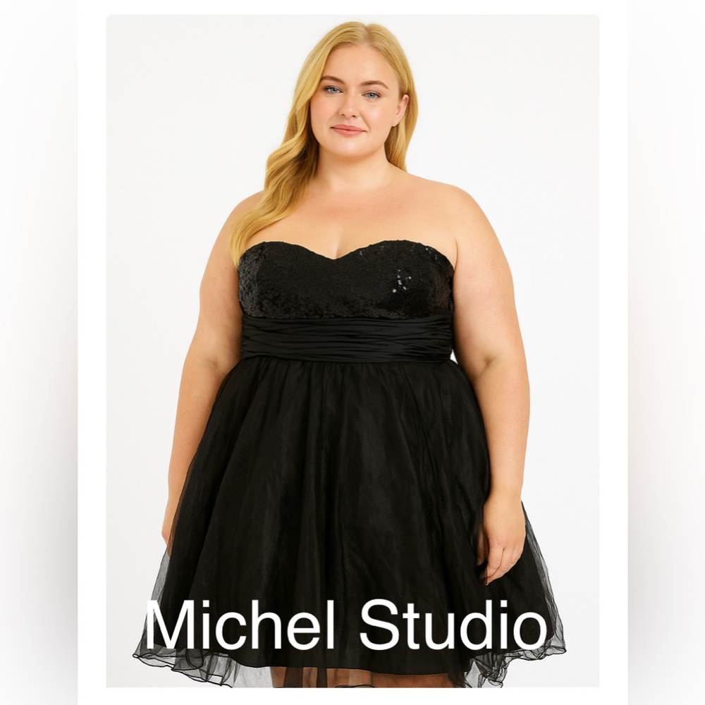 MICHEL STUDIO plus sequins & tulle party dress